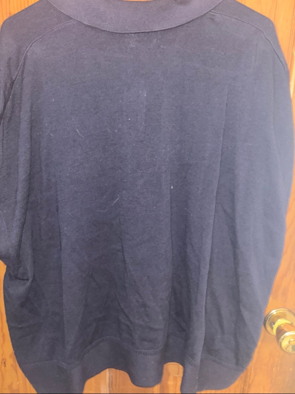 NWT Banana Republic Dark Navy Oversized Polo-Collar Linen Blend Knit Pullover - Picture 6 of 7